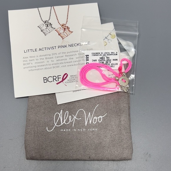 Alex Woo Breast Cancer Awareness Sterling Silver Mounted Small Cord Bracelet - Picture 2 of 5